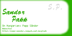 sandor papp business card