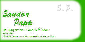 sandor papp business card